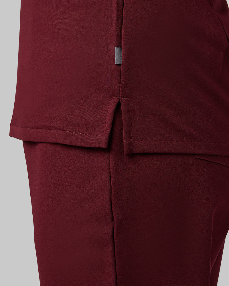 32 Degrees Burgundy _ Women's 2-Pocket V-Neck scrub Top {model: Francesca is 5'10and size 6 wearing size M}{bottom}{right} {bottom}{right}