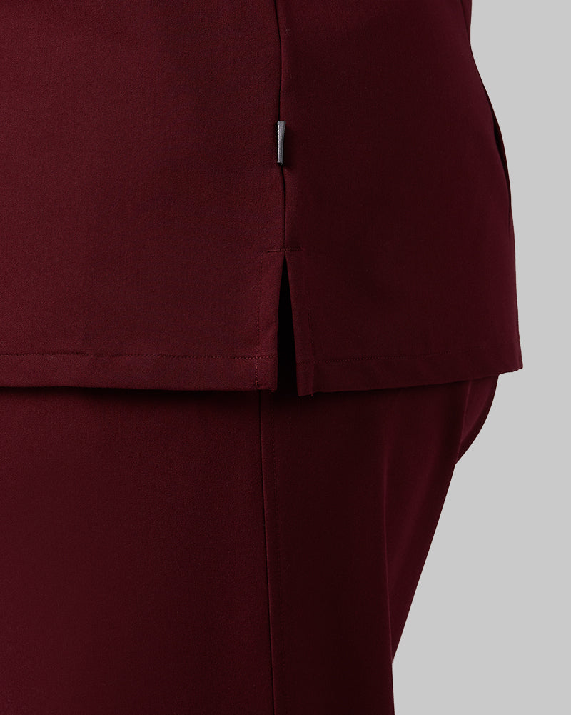 32 Degrees Burgundy _ Women's 2-Pocket V-Neck scrub Top {model: Madison is 5'9and size 16 wearing size XL}{bottom}{right} {bottom}{right}