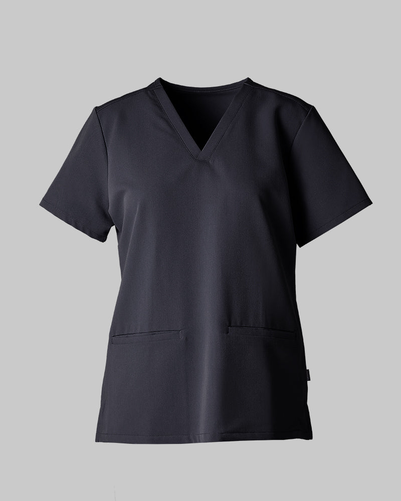 32 Degrees Charcoal _ Women's 2-Pocket V-Neck scrub Top {bottom}{right}