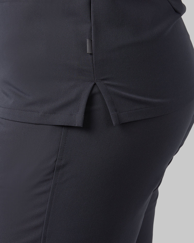 32 Degrees Charcoal _ Women's 2-Pocket V-Neck scrub Top {model: Hannah is 5'10and size 14 wearing size L}{bottom}{right} {bottom}{right}
