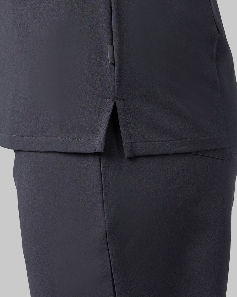 32 Degrees Charcoal _ Women's 2-Pocket V-Neck scrub Top {model: Francesca is 5'10and size 6 wearing size M}{bottom}{right} {bottom}{right}