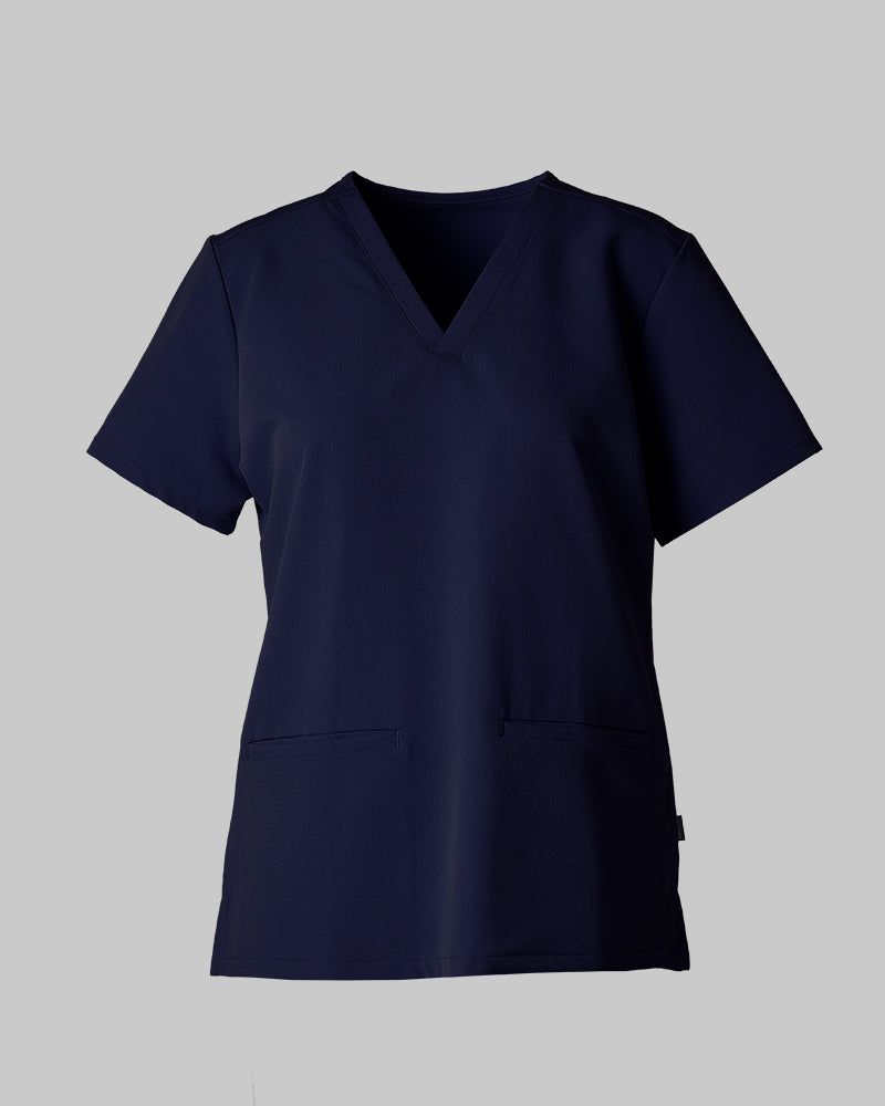 32 Degrees Navy _ Women's 2-Pocket V-Neck scrub Top {bottom}{right}