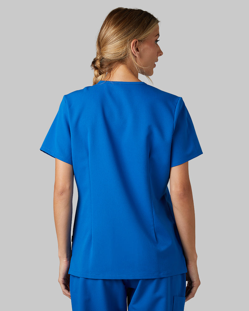 32 Degrees Royal _ Women's 2-Pocket V-Neck scrub Top {model: Colby is 5'9"and size 4 wearing size S}{bottom}{right} {bottom}{right}
