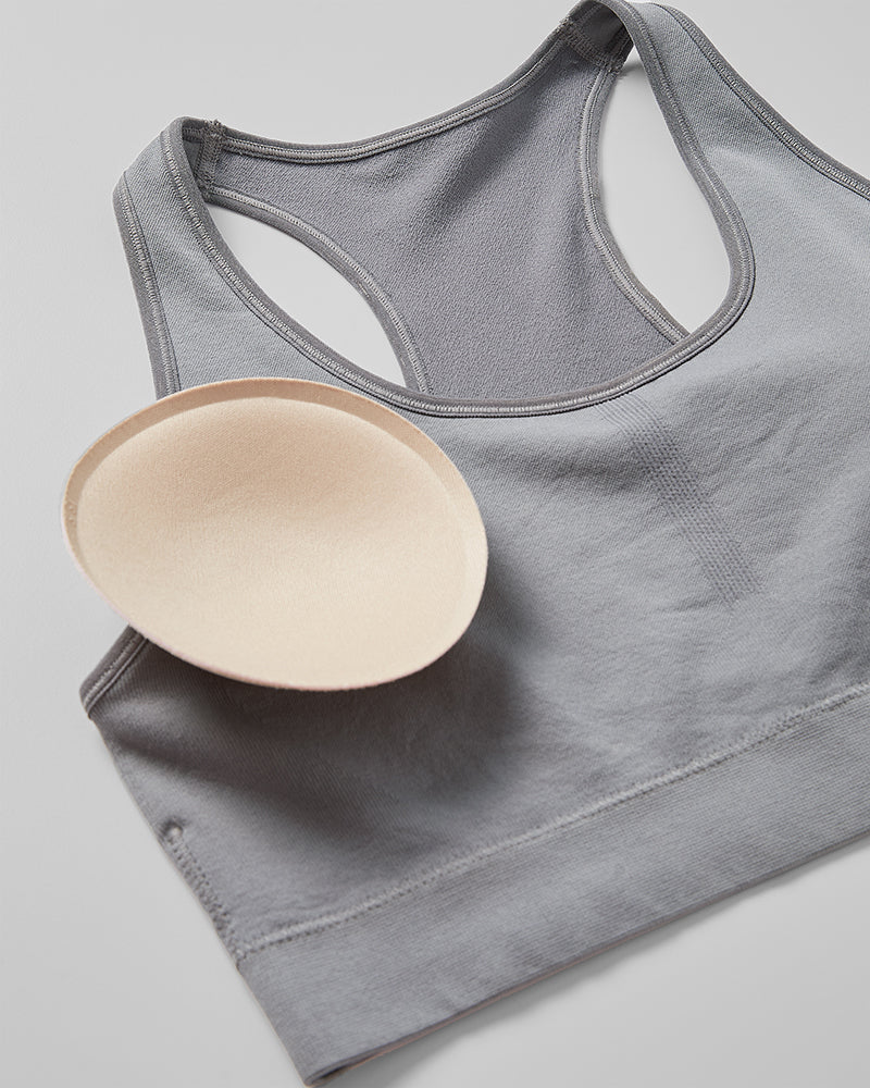 32 Degrees Steel Grey _ Women's seamless Racerback sports Bra {bottom}{right}