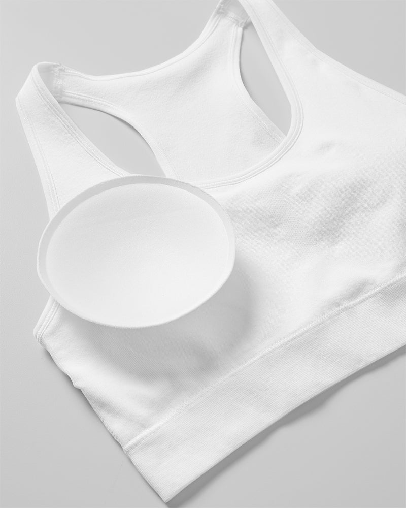 32 Degrees White _ Women's seamless Racerback sports Bra {bottom}{right}