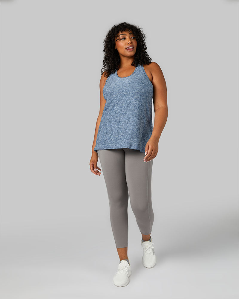 32 Degrees Xenon Blue Space Dye _ Women's Cool Racerback Tank {model: Brianna is 5'10" and size 12, wearing size L}{bottom}{right}