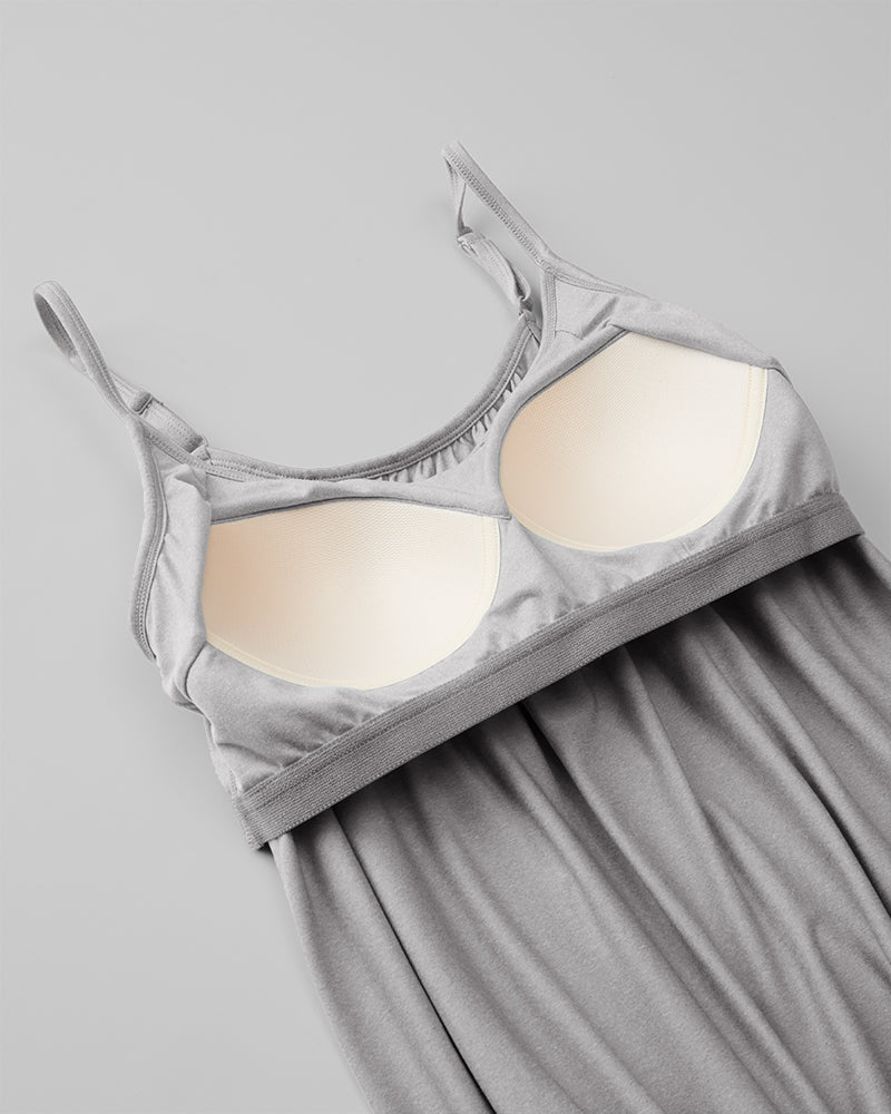 32 Degrees Ghost Grey Heather _ Women's Cool Flowy Bra Cami {model: Florentina is 5'10"and size 4 wearing size S}{bottom}{right} {bottom}{right}