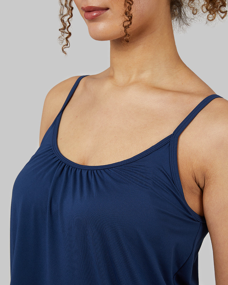 32 Degrees Inky Indigo _ Womens Cool Flowy Bra Cami {model: Yanisha is 5'7" and size 4, wearing size S}{bottom}{right} {bottom}{right}