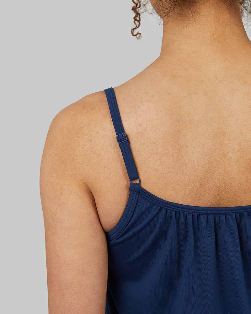 32 Degrees Inky Indigo _ Womens Cool Flowy Bra Cami {model: Yanisha is 5'7" and size 4, wearing size S}{bottom}{right} {bottom}{right}