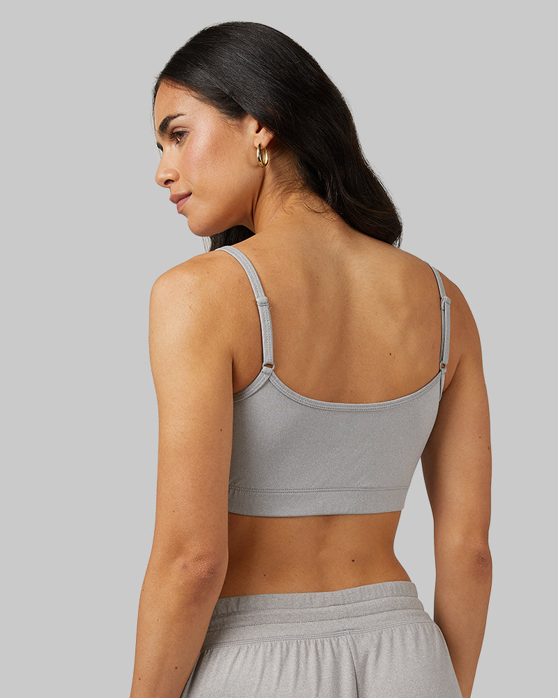 32 Degrees Ghost Grey Heather _ Women's Cool Bralette {model: Dani is 5'9" and size 2-4, wearing size S}{bottom}{right} {bottom}{right}
