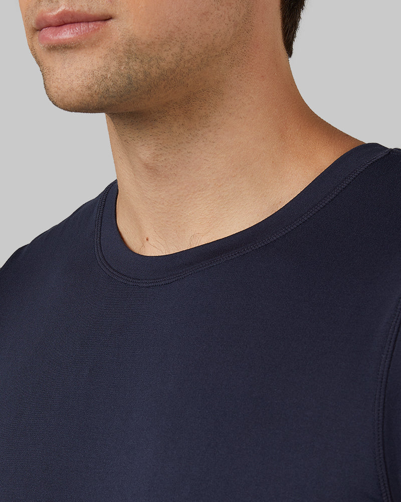 32 Degrees Navy  _ Men's Cool Relaxed Tank {model: Zac is 6'3", wearing size M}{bottom}{right} {bottom}{right}