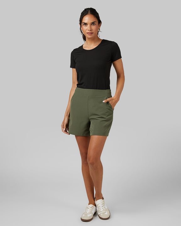 32 Degrees Black _ Women's Cool Fitted T-Shirt {model: Dani is 5'9" and size 2-4, wearing size S}{bottom}{right} {bottom}{right}